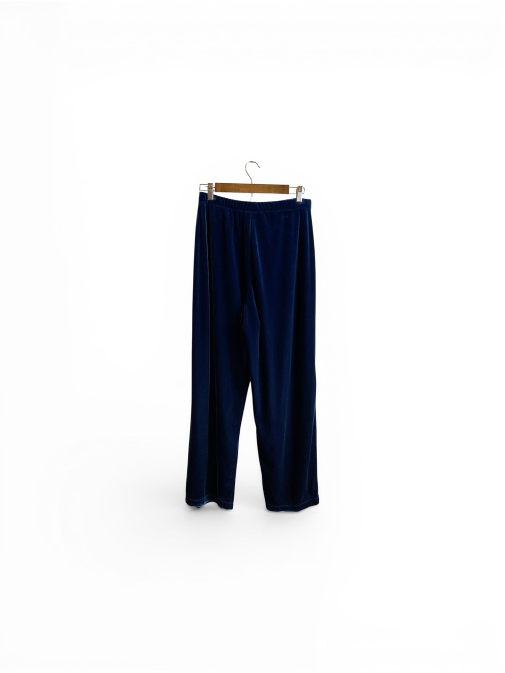 Susan Graver Velvet Straight Leg Pants - Navy - Picture 2 of 4